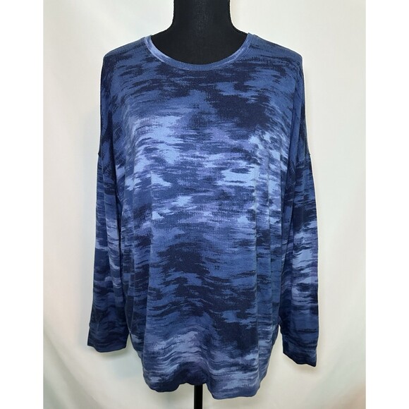 Athleta Balance Printed Pullover Sweatshirt Blue Women's Plus Size 1X‎ - Picture 1 of 11